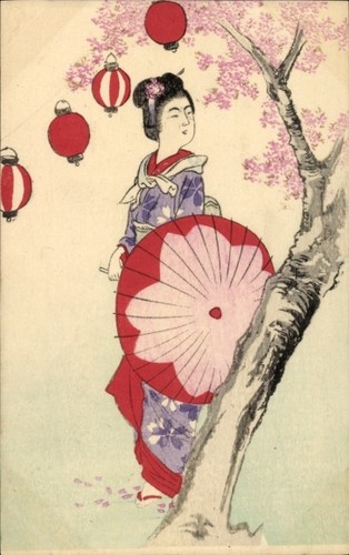 Frau japanischer tracht - ak,