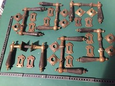 Türklinken für 6 Türen, Jugendstil, um 1900, Messing/Horn, schönes Design