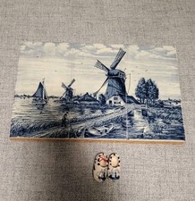 Delft Blue Handpainted Fliese, Kachel Delft Blauw Kachel Handbemalt + Clogs