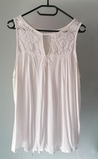 Dünnes Top Shirt Bluse Beige Creme Gr 44 Lascana mit Spitze 