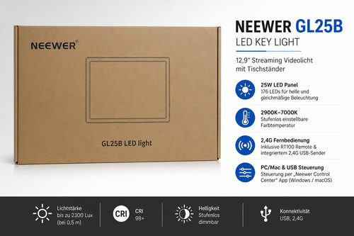 Neewer key light gl25b 25w - gl25b, led