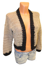 dicke Strickjacke M 38/40 Cardigan Bolero braun langarm kurze Jacke offen