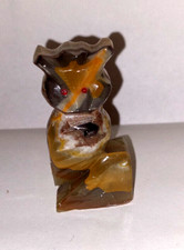 Eule Uhu aus Onyx Edelstein gesägt H 7 - T 2,2 - B 3,5 cm 105,6g top Kunst
