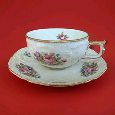 1933 Rosenthal Sanssouci Bavaria Sammeltasse Mokka Blumen Rosen Rot Grün Blau