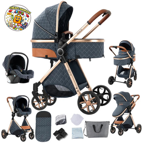 Kinderwagen blau gold - in, 1
