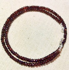 facettierte Granat Kette - 925 Silber - 65 Karat - 42 cm - facettiert - Rot