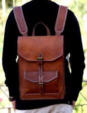 Herren Damen Rucksack Leder Laptop Ranzen Schulter Schultasche Backpack Handt...