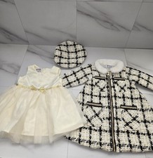 Blueberi Boulevard Creme Gold & Schwarz Passendes Tweed Boucle Set Größe 6-9 Monate