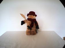 Stroh Schneemann mit Mütze, Schal, Besen und Eimer ca 35 cm hoch gebraucht