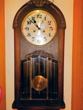 Wanduhr, Holz, Antik, Pendeluhr, Gustav Becker, um 19 Jhd., Schlesien