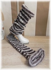 hübsche Bein Stulpen Beinstulpen Braun Grau Weiß Handmade Handgestrickt
