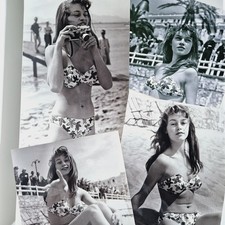 Sexy! BRIGITTE BARDOT 4x Foto Cannes 1953 Filmfestival Debüt BIKINI