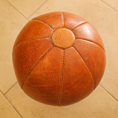 Brauner leder medizinball - brauner,