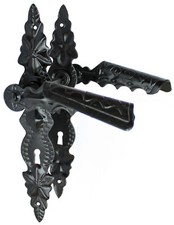 Türgriff 90 Türklinke Türdrücker Schmiedeeisen Langsschild Schlüssel Schwarz