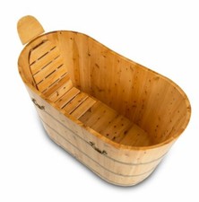 XXL Luxus freistehende Holz-Badewanne 150 cm Holzbadewanne Tauchbecken Holzwanne