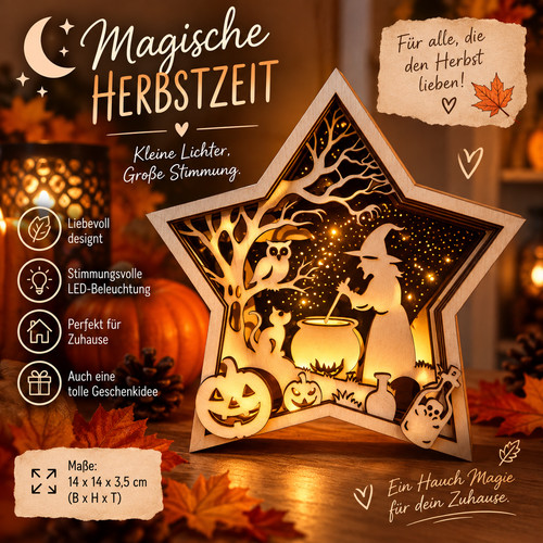 Halloween deko holz led stern - deko,