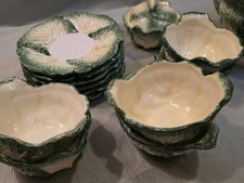 RB Portugal Majolica Geschirr Set – Handbemalt Kohl / Cabbage Design – Vintage