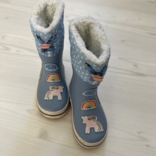 Kinder Gummistiefel Gr. 20,5 blau Einhorn Regenbogen warm gefüttert