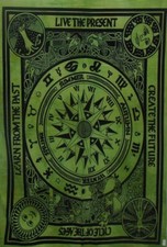 Indischer Wandteppich Englischer Zyklus des Alters Grün Farbe Wandbehang Post...