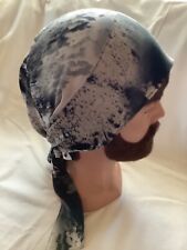 Unisex Piratentuch Bandana Gr. XL Kopftuch grau schwarz handgenäht bei Chemo neu