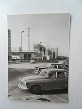 AK Berlin Marx Allee Café Fernsehturm im Bau Auto Wartburg Opel Neubauten 1968