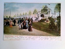 Düsseldorf, Ausstellung 1902, Pavillon der Staatseisenbahn, farbig, Ansichtskart