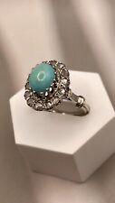 Vintage Schmuck Ring Türkis Brillanten Rosenschliff Diamanten 925 Silber