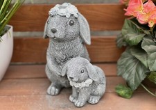Steinfigur Hase Hasenfamilie