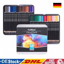 48 Buntstifte Set Metallbox Bruchsicher Weicher Kern für Erwachsene Kinder DHL