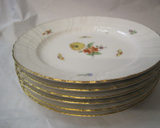 6 Teller 19,5 cm KPM Berlin  Neuosier Blumen Schmetterlinge Goldrand