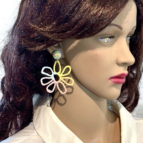 Regenbogen blumen bastohrringe - blumen,