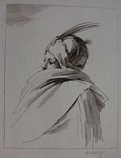 BARTOLOZZI `MANN MIT FEDERHUT UND MANTEL; MAN WITH..` IN BRAUN, DV 2179 I, ~1764