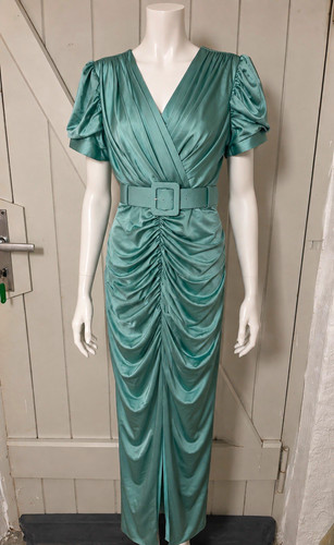 Damen abendkleid satin grün - abendkleid,
