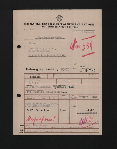 Leipzig rechnung 1943 - rechnung,