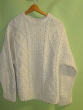 Unisex Trachten Schurwolle Zopfmuster Pullover Handarbeit Unikat Gr. M/L  natur 
