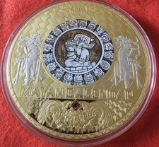 100mm,Medaille Mexico Maya Kalender 376Gramm edel vergoldet mit Zertifikat