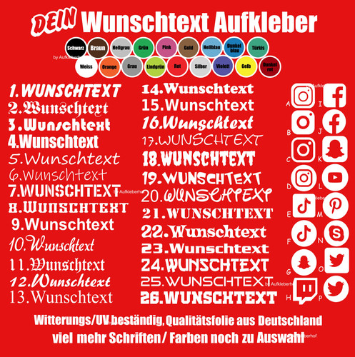 40cm wunschtext aufkleber - wunschtext,