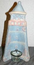 Dekoration  Leuchtturm mit Glaseinsatz Gips Teelichthalter GH 34 cm  16,5 cm br