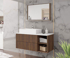 Badmöbel Kertos Rillen I Badezimmer mit Waschbecken Komplett Badmöbel-Set M24