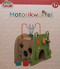 PLAYLAND Motorikwürfel Holzspielzeug Motorikspiel Rennbahn Steckspiel Holz 