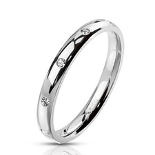 Damen Ring Edelstahl Zirkonia Kristalle Herren Stapelring Bandring Autiga®