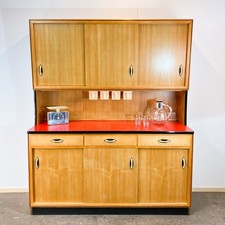 Küchenbuffet rote Resopalplatte Baumann Möbel Eiche Schütten 60er restauriert