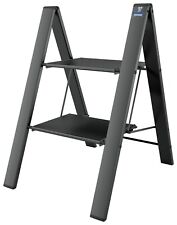 Alu-Klapptrittleiter LEONARDO 2 "Black Edition" Design 2-stufig B-Ware