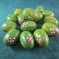 15 Ostereier Holz Original Erzgebirge Ostern Osterstrauch grün Weidenkätzchen