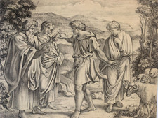 Alte Zeichnung Genreszene