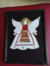 Bild Mit Pailletten - Engel - Handarbeit - H 42 x B 32 cm