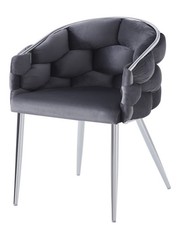 dunkelgrau Sessel Polsterstuhl Samtbezug  Esszimmerstuhl Chrom Fuß Zweitwaren