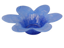 Teelichthalter Blütenkelch blau Glas Blütenschale Durchmesser 16,5 cm / Höhe 5cm