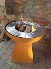 Feuerschale Feuersäule mit Grillring / Plancha Ø 55cm, Edel - Rost-Optik