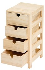 Schubladenturm mit 4 Schüben, Kommode Holzkommode Aufbewahrung